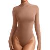 imageREORIA Womens Wool Blend Mock Turtle Neck Long Sleeve Basic Bodysuit Tops Fall ClothesMocha Mousse