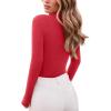 imageREORIA Womens Wool Blend Mock Turtle Neck Long Sleeve Basic Bodysuit Tops Fall ClothesRibbon Red