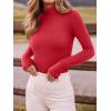 imageREORIA Womens Wool Blend Mock Turtle Neck Long Sleeve Basic Bodysuit Tops Fall ClothesRibbon Red