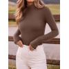 imageREORIA Womens Wool Blend Mock Turtle Neck Long Sleeve Basic Bodysuit Tops Fall ClothesShaved Chocolate