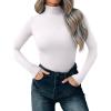 imageREORIA Womens Wool Blend Mock Turtle Neck Long Sleeve Basic Bodysuit Tops Fall ClothesBrilliant White