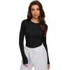 imageREORIA Womens 2025 Crew Neck Long Sleeve Thermal Shirt Fleece Lined Cotton Winter Base Layer Warm Slim Fitted TopsBlack