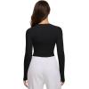 imageREORIA Womens 2025 Crew Neck Long Sleeve Thermal Shirt Fleece Lined Cotton Winter Base Layer Warm Slim Fitted TopsBlack