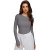 imageREORIA Womens 2025 Crew Neck Long Sleeve Thermal Shirt Fleece Lined Cotton Winter Base Layer Warm Slim Fitted TopsGrey