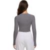 imageREORIA Womens 2025 Crew Neck Long Sleeve Thermal Shirt Fleece Lined Cotton Winter Base Layer Warm Slim Fitted TopsGrey