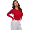 imageREORIA Womens 2025 Crew Neck Long Sleeve Thermal Shirt Fleece Lined Cotton Winter Base Layer Warm Slim Fitted TopsRed