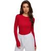 imageREORIA Womens 2025 Crew Neck Long Sleeve Thermal Shirt Fleece Lined Cotton Winter Base Layer Warm Slim Fitted TopsRed