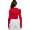 imageREORIA Womens 2025 Crew Neck Long Sleeve Thermal Shirt Fleece Lined Cotton Winter Base Layer Warm Slim Fitted TopsRed