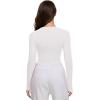 imageREORIA Womens 2025 Crew Neck Long Sleeve Thermal Shirt Fleece Lined Cotton Winter Base Layer Warm Slim Fitted TopsWhite