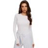 imageREORIA Womens 2025 Crew Neck Long Sleeve Thermal Shirt Fleece Lined Cotton Winter Base Layer Warm Slim Fitted TopsWhite