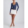 imageREORIA Womens V Neck Long Sleeve Shirts Casual Slim Fitted Tops Double Lined 2025 Fall Fashion ClothesBlue