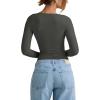 imageREORIA Womens V Neck Long Sleeve Shirts Casual Slim Fitted Tops Double Lined 2025 Fall Fashion ClothesGray