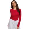 imageREORIA Womens 2025 Crew Neck Long Sleeve Thermal Shirt Fleece Lined Cotton Winter Base Layer Warm Slim Fitted TopsRed