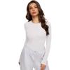 imageREORIA Womens 2025 Crew Neck Long Sleeve Thermal Shirt Fleece Lined Cotton Winter Base Layer Warm Slim Fitted TopsWhite