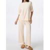 imageREORIA Womens Fall Lounge Sets Sleepwear Short Sleeve Tops and Long Pants 2 Piece PJ Pajama SetsApricot
