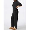 imageREORIA Womens Fall Lounge Sets Sleepwear Short Sleeve Tops and Long Pants 2 Piece PJ Pajama SetsBlack