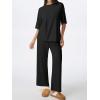 imageREORIA Womens Fall Lounge Sets Sleepwear Short Sleeve Tops and Long Pants 2 Piece PJ Pajama SetsBlack