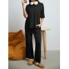 imageREORIA Womens Fall Lounge Sets Sleepwear Short Sleeve Tops and Long Pants 2 Piece PJ Pajama SetsBlack