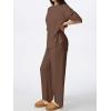 imageREORIA Womens Fall Lounge Sets Sleepwear Short Sleeve Tops and Long Pants 2 Piece PJ Pajama SetsCoffee