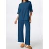 imageREORIA Womens Fall Lounge Sets Sleepwear Short Sleeve Tops and Long Pants 2 Piece PJ Pajama SetsGreen
