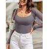imageREORIA Womens 2025 Fall Casual Mesh Long Sleeve Square Neck Tops Trendy Cute Dressy Slim Fit Going Out TShirtsSilver Filigree
