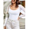 imageREORIA Womens 2025 Fall Casual Mesh Long Sleeve Square Neck Tops Trendy Cute Dressy Slim Fit Going Out TShirtsWhite
