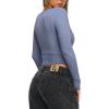 imageREORIA Womens Sexy Plunge Deep V Neck Long Sleeve Basic T Shirts Trendy Slim Fit Lightweight Y2K Going Out Crop TopsBaritone Blue