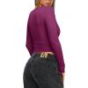 imageREORIA Womens Sexy Plunge Deep V Neck Long Sleeve Basic T Shirts Trendy Slim Fit Lightweight Y2K Going Out Crop TopsBurgundy