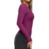 imageREORIA Womens Sexy Plunge Deep V Neck Long Sleeve Basic T Shirts Trendy Slim Fit Lightweight Y2K Going Out Crop TopsBurgundy