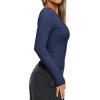 imageREORIA Womens Sexy Plunge Deep V Neck Long Sleeve Basic T Shirts Trendy Slim Fit Lightweight Y2K Going Out Crop TopsFaded Denim
