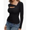imageREORIA Womens Sexy Ribbed Long Sleeve Cutout Tops 2025 Fall Trendy Slim Fit Y2K Fashion Going Out T ShirtsBlack