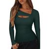 imageREORIA Womens Sexy Ribbed Long Sleeve Cutout Tops 2025 Fall Trendy Slim Fit Y2K Fashion Going Out T ShirtsDark Grey