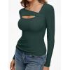 imageREORIA Womens Sexy Ribbed Long Sleeve Cutout Tops 2025 Fall Trendy Slim Fit Y2K Fashion Going Out T ShirtsDark Grey