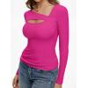 imageREORIA Womens Sexy Ribbed Long Sleeve Cutout Tops 2025 Fall Trendy Slim Fit Y2K Fashion Going Out T ShirtsRose Red
