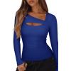 imageREORIA Womens Sexy Ribbed Long Sleeve Cutout Tops 2025 Fall Trendy Slim Fit Y2K Fashion Going Out T ShirtsRoyal Blue