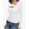 imageREORIA Womens Sexy Ribbed Long Sleeve Cutout Tops 2025 Fall Trendy Slim Fit Y2K Fashion Going Out T ShirtsWhite