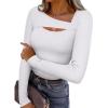 imageREORIA Womens Sexy Ribbed Long Sleeve Cutout Tops 2025 Fall Trendy Slim Fit Y2K Fashion Going Out T ShirtsWhite