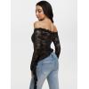 imageREORIA Lace Tops for Women Off Shoulder Lace Trim Crop Tops Ruffle Hem Long Sleeve TopsBlack Onyx