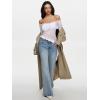 imageREORIA Lace Tops for Women Off Shoulder Lace Trim Crop Tops Ruffle Hem Long Sleeve TopsBright White