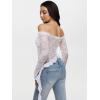 imageREORIA Lace Tops for Women Off Shoulder Lace Trim Crop Tops Ruffle Hem Long Sleeve TopsBright White