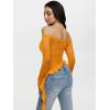 imageREORIA Lace Tops for Women Off Shoulder Lace Trim Crop Tops Ruffle Hem Long Sleeve TopsBright Yellow