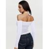 imageREORIA Sexy Lace Top for Women Off Shoulder Long Sleeve Halter Neck Sheer Fitted Going Out Top Y2K Fake Two Piece ShirtBright White