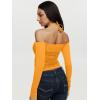 imageREORIA Sexy Lace Top for Women Off Shoulder Long Sleeve Halter Neck Sheer Fitted Going Out Top Y2K Fake Two Piece ShirtBright Yellow