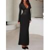 imageREORIA Womens Sexy Deep V Neck Long Sleeve Dress Mesh Sheer Ruched See Through Bodycon Maxi Long DressesBlack Onyx