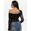 imageREORIA Sexy Lace Bodysuit One Shoulder Bodysuit Long Sleeve Bodysuits for Women Going Out Y2K Clothes 2025Black Onyx