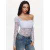 imageREORIA Sexy Lace Bodysuit One Shoulder Bodysuit Long Sleeve Bodysuits for Women Going Out Y2K Clothes 2025Bright White