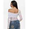 imageREORIA Sexy Lace Bodysuit One Shoulder Bodysuit Long Sleeve Bodysuits for Women Going Out Y2K Clothes 2025Bright White
