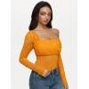 imageREORIA Sexy Lace Bodysuit One Shoulder Bodysuit Long Sleeve Bodysuits for Women Going Out Y2K Clothes 2025Bright Yellow