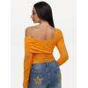 imageREORIA Sexy Lace Bodysuit One Shoulder Bodysuit Long Sleeve Bodysuits for Women Going Out Y2K Clothes 2025Bright Yellow