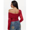 imageREORIA Sexy Lace Bodysuit One Shoulder Bodysuit Long Sleeve Bodysuits for Women Going Out Y2K Clothes 2025Ribbon Red